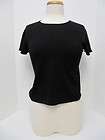AUTHENTIC Womens TSE Short Sleeve Wool Sweater Shirt Top Black Size 