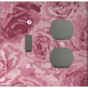  Combination Toggle & Outlet   Pink Roses