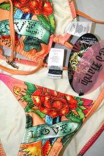 Ed Hardy Bikini Swimsuit My Love P   Rhinestones   XS  