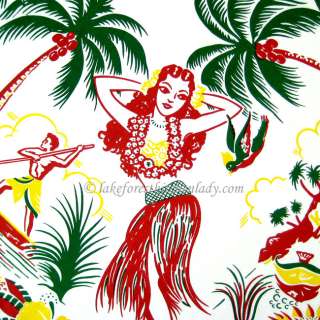   Tablecloth Hawaiiana Hula Girl Palm Trees Tropical Oahu FREE SHIP