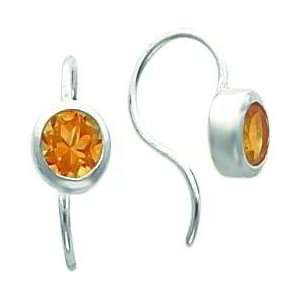  Sterling Silver Citrine Shepherd Hook Earrings Jewelry