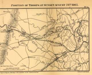 1866 Civil War map of 2nd Battle of Bull Run, VA  