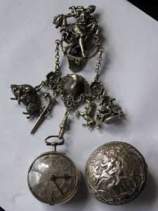 RRR Antique Verge Fusee watch&fob by John Wait c1700s  