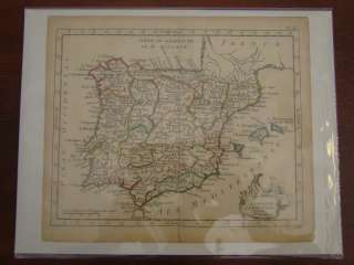 ANTIQUE Hand Colored Map SPAIN 1779 PORTUGAL Rare  