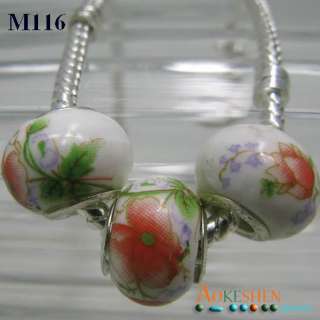 Flower Murano Glass Beads European Charm Bracelet M116  