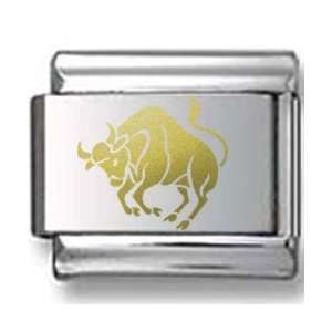  Taurus the Bull Gold k Zodiac Icon Laser Italian Charm 