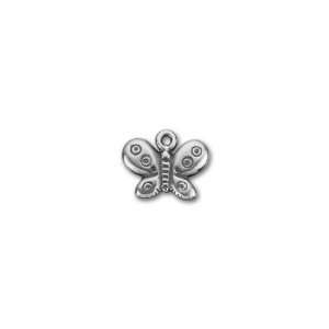  Antique Silver Plated Pewter Butterfly with Circle Pattern 
