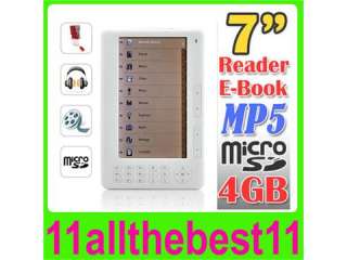 Inch PDF eBook Reader  MP4 Player FM eReader 4GB  