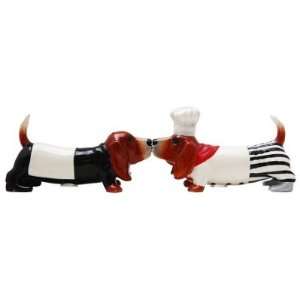 Basset Hounds Dogs Kissing Magnetic Salt & Pepper Shakers  