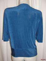 BFS03~CHICOS travelers Blue Angel Sleeve Tie Front Cover up Top Jacket 