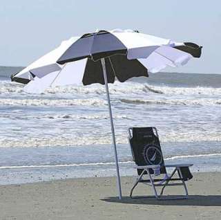 STAND OUT ON THE BEACH WITH THIS BLUE AND WHITE 8 FOOT UMBRELLA