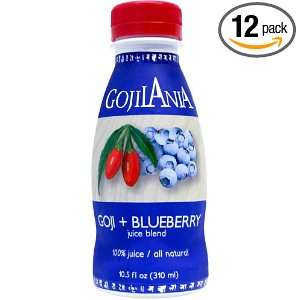 GOJILANIA Goji + Blueberry Juice Blend, 10.5 Ounce Bottles (Pack of 12 