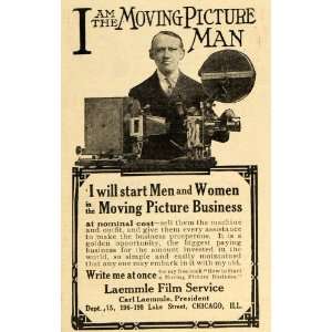  1908 Ad Carl Laemmle Film Service Moving Picture Camera 