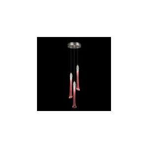   Light Mini Pendant in Satin Nickel with Deep Ruby Crystal Rods glass