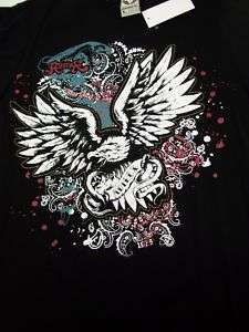 AVIREX Black T Shirt Boys Large 16/18 NWT Eagle Gothic  