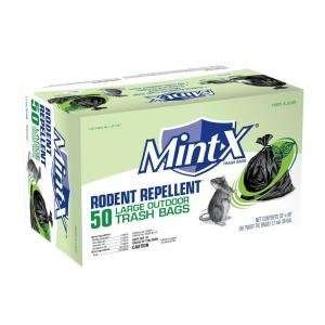 Mint X Plastic 39 Gallon Rodent Repellent Trash Bag, 1.7 Mil, Flat 