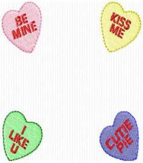 SINGLE CANDY HEARTS FRAME EMBROIDERY MACHINE DESIGN  