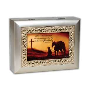  Cottage Garden Horse And Scripture Music Box Plays 