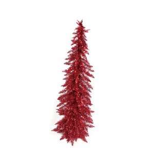  Set of 2 Pre Lit Whimsical Red Artificial Christmas Trees 
