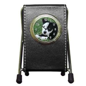  American Pit Bull Puppy Dog Pen Holder Desk Clock X0013 