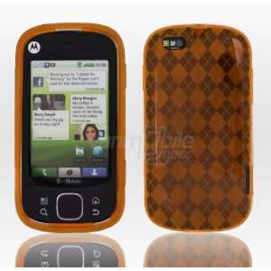 Orange Argyle Design 1 Pc Hard Rubber Skin Case for Motorola Cliq XT 