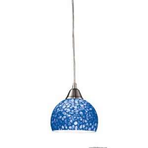  Cira 1 Light Pendant In Satin Nickel With Pebbled Blue 