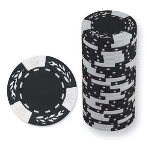  Black Roll of 25 Crown Wheatear Clay Poker Chips Jewelry