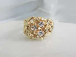   14K GOLD HEAVY NUGGET 0.500 CARAT TOTAL WEIGHT VS DIAMOND MENS RING