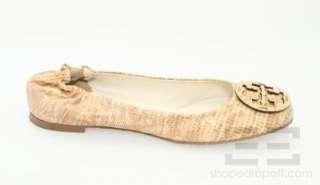 Tory Burch Tan Karung Snakeskin Print Leather Reva Ballet Flats Size 8 