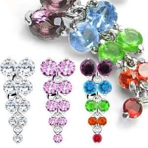 316L Press Fit Top Down Belly Ring with White/Rainbow Multi Gem Vine 