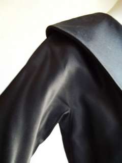   50s NEW LOOK Rayon Full Skirt Dress Black Shirtdress XS B32 94 Sweep