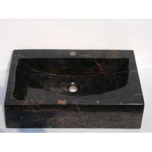    Rustic Midnight Rectangular Marble Stone Sink