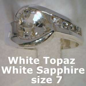 White Topaz White Sapphire Gemstones Handmade Sterling Silver Ladies 