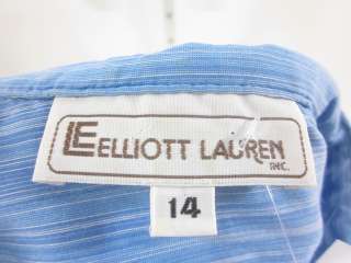 ELLIOTT LAUREN Blue Striped Button Down Blouse Top 14  