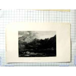  VIEW LLYN IDWAL MOUNTAINS ENGRAVING COX RADCLYFFE