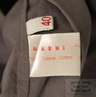 Marni Taupe Cotton Sleeveless Ruffle Front Top Size 40  