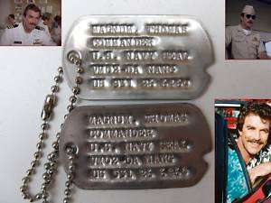MAGNUM P.I. / TOM SELLECK/ NAVY SEAL/ MILITARY DOG TAGS  