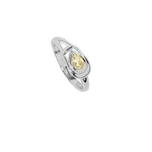 Boma Citrine Tear & Sterling Silver Knot Ring (size 5 