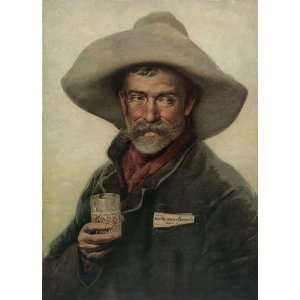 Vintage Ad Poster   Tradecard for Wiedemann Beer old cowboy holding 