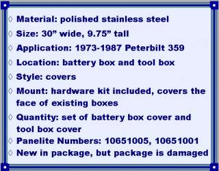battery box tool box cover stainless steel for 1973 1987 Peterbilt 359 