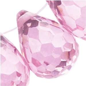 Cubic Zirconia CZ Briolettes Teardrop 5 x 7mm Rose Pink (6 Beads)