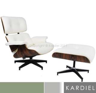 LOUNGE CHAIR & OTTOMAN leather ash plywood silver base vitra barcelona 