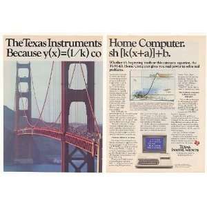 1983 TI 99/4A Home Computer Golden Gate Bridge 2 Page Print Ad  