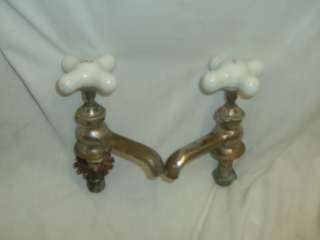 Pair Porcelain Bathroom Sink Faucets Antique  