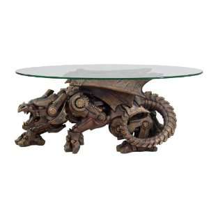  Steampunk Dragon Round Glass Table