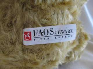 FAO Schwarz Fifth Avenue plush golden brown teddy bear 21 inch new 