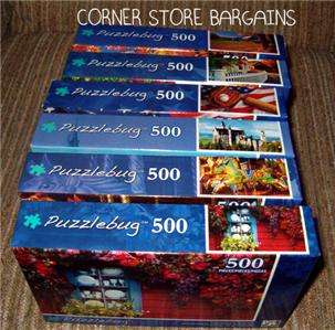 Lot of 6 Puzzlebug 500 Pc. Jigsaw Puzzles Brand New Sealed Puzzles 