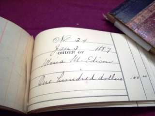 THOMAS EDISON FAMILY 1886 FAMILY CHECKBOOK   5 MINA AUTOGRAPHS 