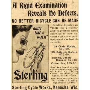  1899 Ad Sterling Cycle Works Bicycles Chainless Bikes 