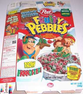 This is for one 1998 Bedrock Blizzard Fruity Pebbles Cereal Box. Box 